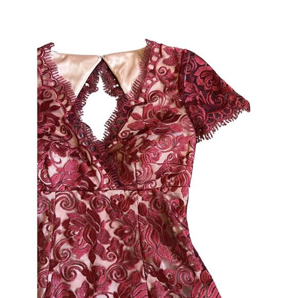 Women’s Anthropologie Maroon Hitherto Lace Elaine Cocktail Dress Size 0 - Picture 5 of 12